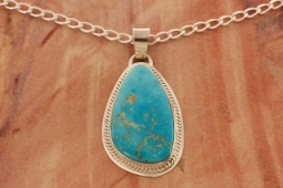 Genuine Kingman Blue Turquoise Sterling Silver Pendant